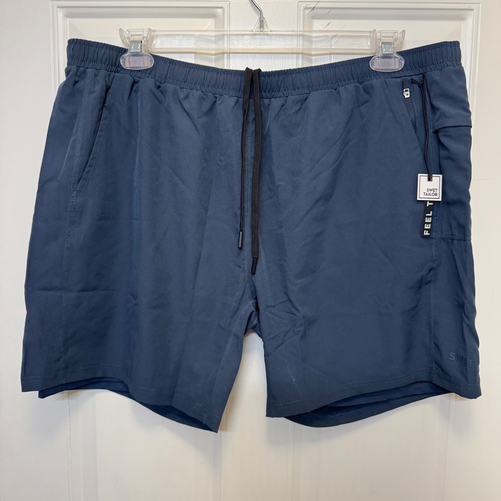 Swet Tailor Mens Active Lined Shorts XXL Blue Performance Stretch Athletic Gym